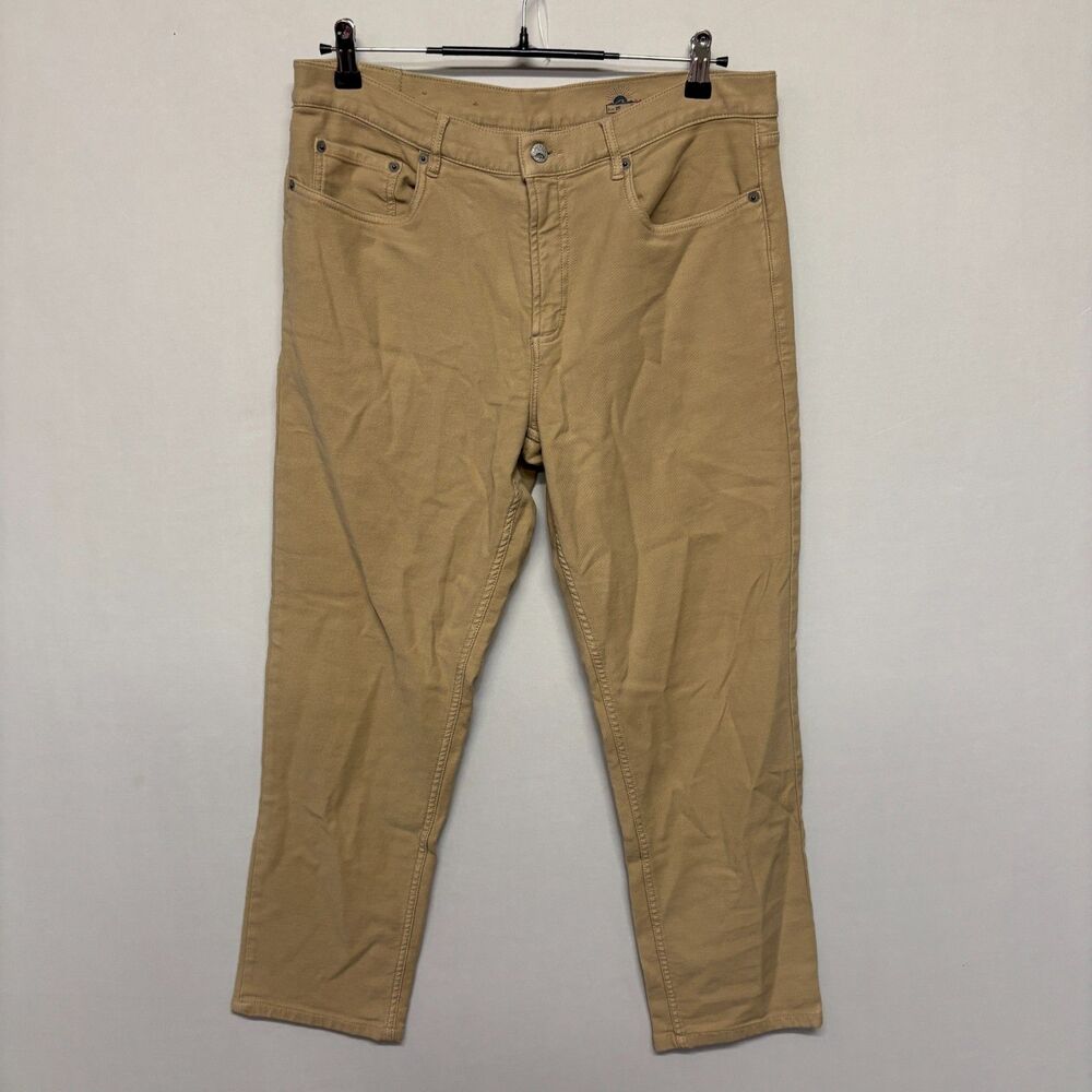 Faherty Men Stretch Terry 5 Pocket Pants Size 34x27 Hemmed Beige C133 -23